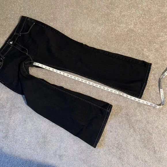 White House Black Market Blanc Flare Leg Black Jeans Pants Sz 14S (35x29) - Picture 12 of 13